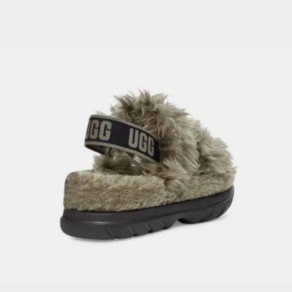 UGG Women's Fluff Sugar Burnt Olive Sandal - Picture 4 of 16
